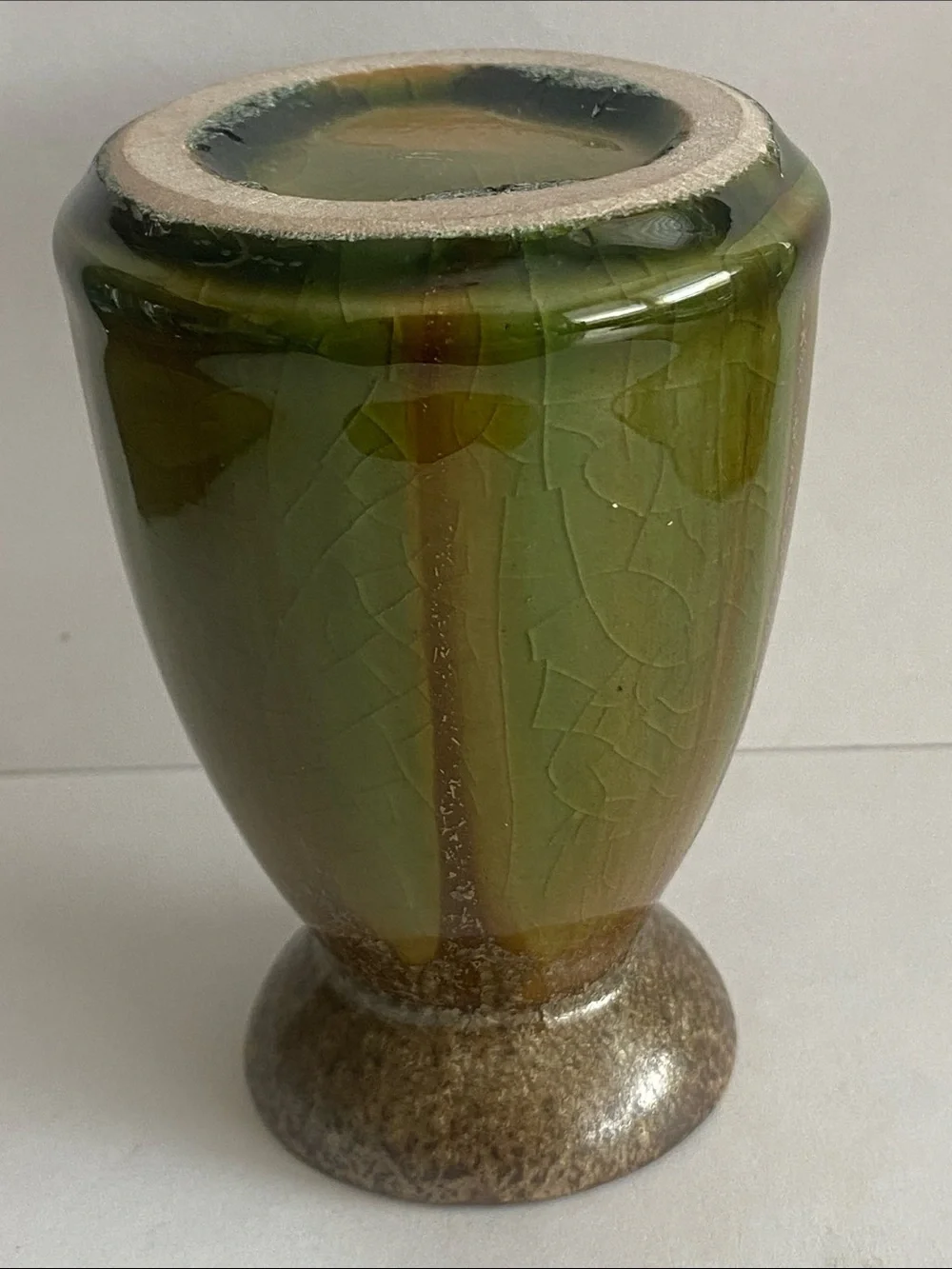Vtg Hosley Art Pottery 3-piece Decorative Vase Set Glossy Earth Tone Drip Glaze